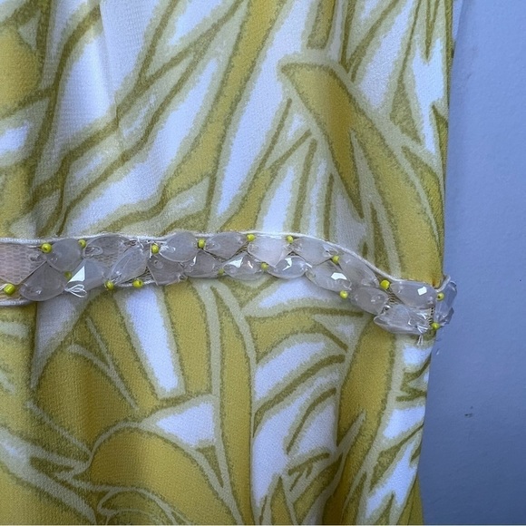 Badgley Mischka Yellow Paradiso Dress Size 4 Beaded Attatched Belt - Picture 8 of 16